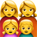 👩‍👩‍👧‍👦 family: woman, woman, girl, boy display on Apple